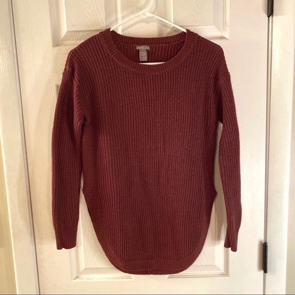 Charlotte Russe Burgundy Waffle Sweater - Picture 4 of 7